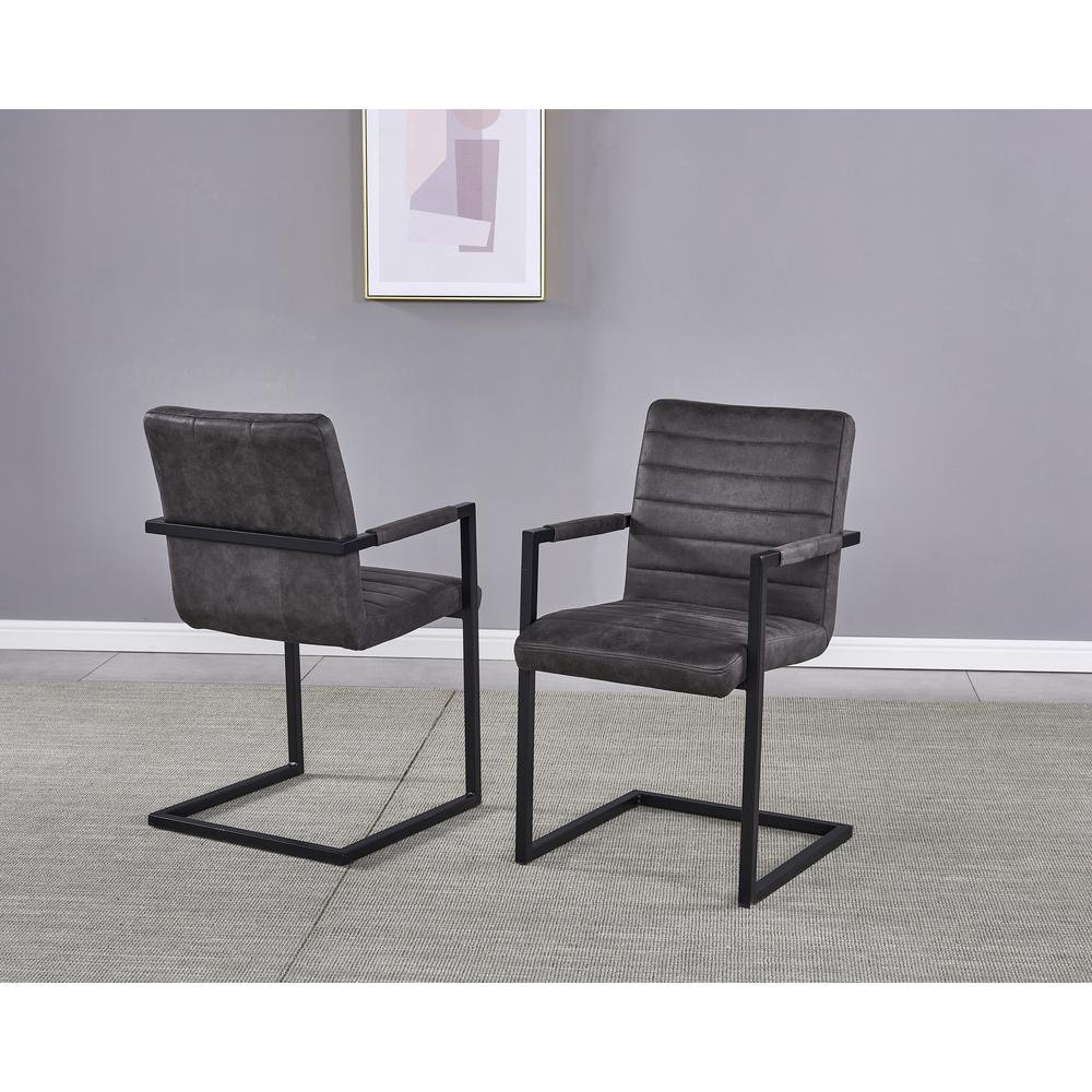 Bazely 2-piece Industrial Chic Faux Leather Side Chairs in Gray. Picture 2