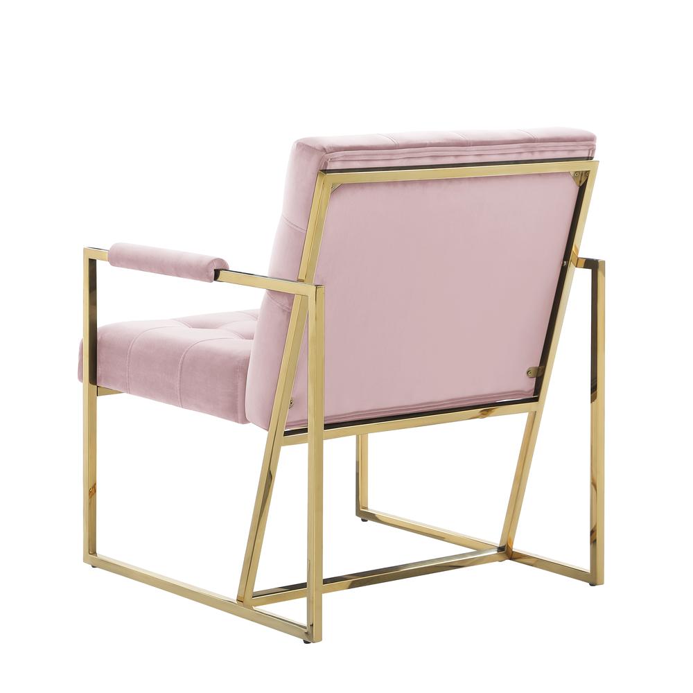 Luxor Pink Velvet Modern Accent Chair in Gold. Picture 2