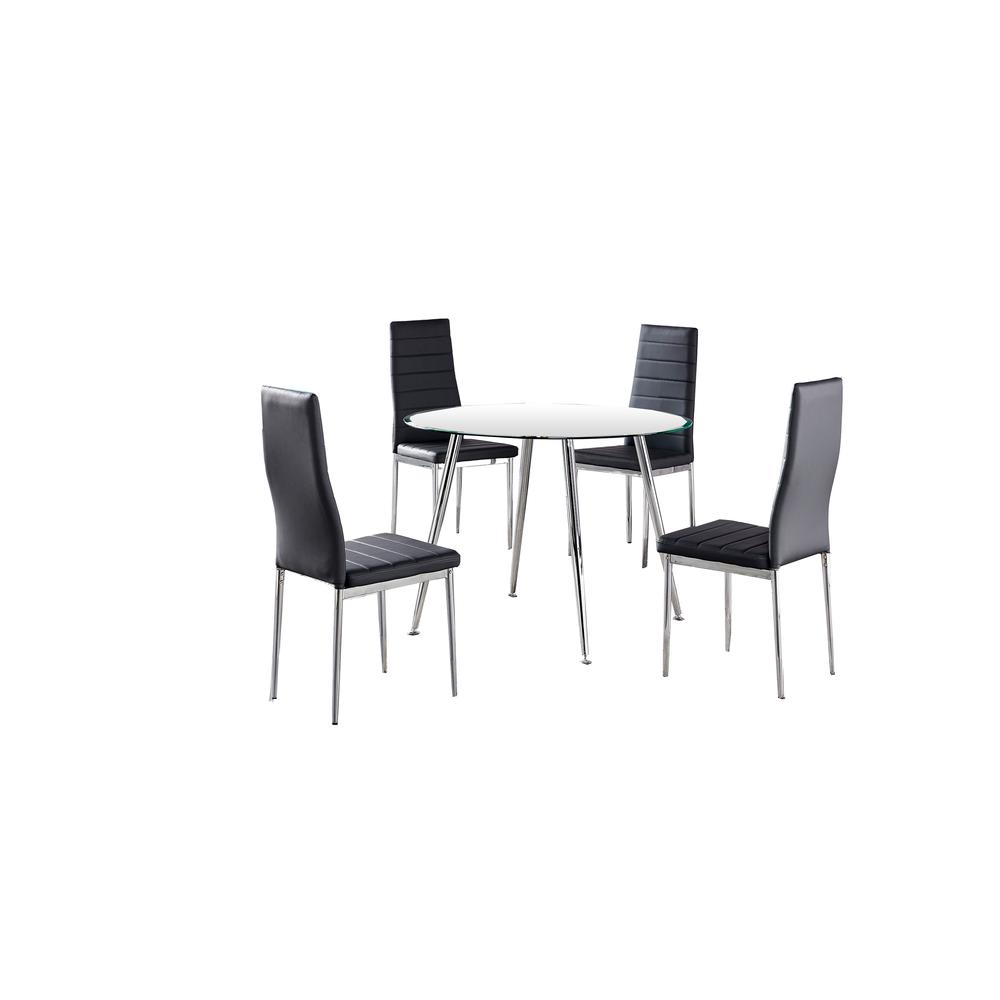Best Master Furniture Patrik 5 Piece Modern Faux Leather Dinette Set in Gray. Picture 1