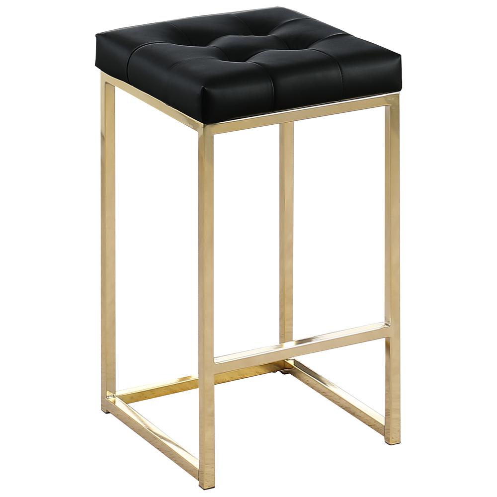 Jersey Black Faux Leather Counter Height Stool in Gold (Set of 2). Picture 1