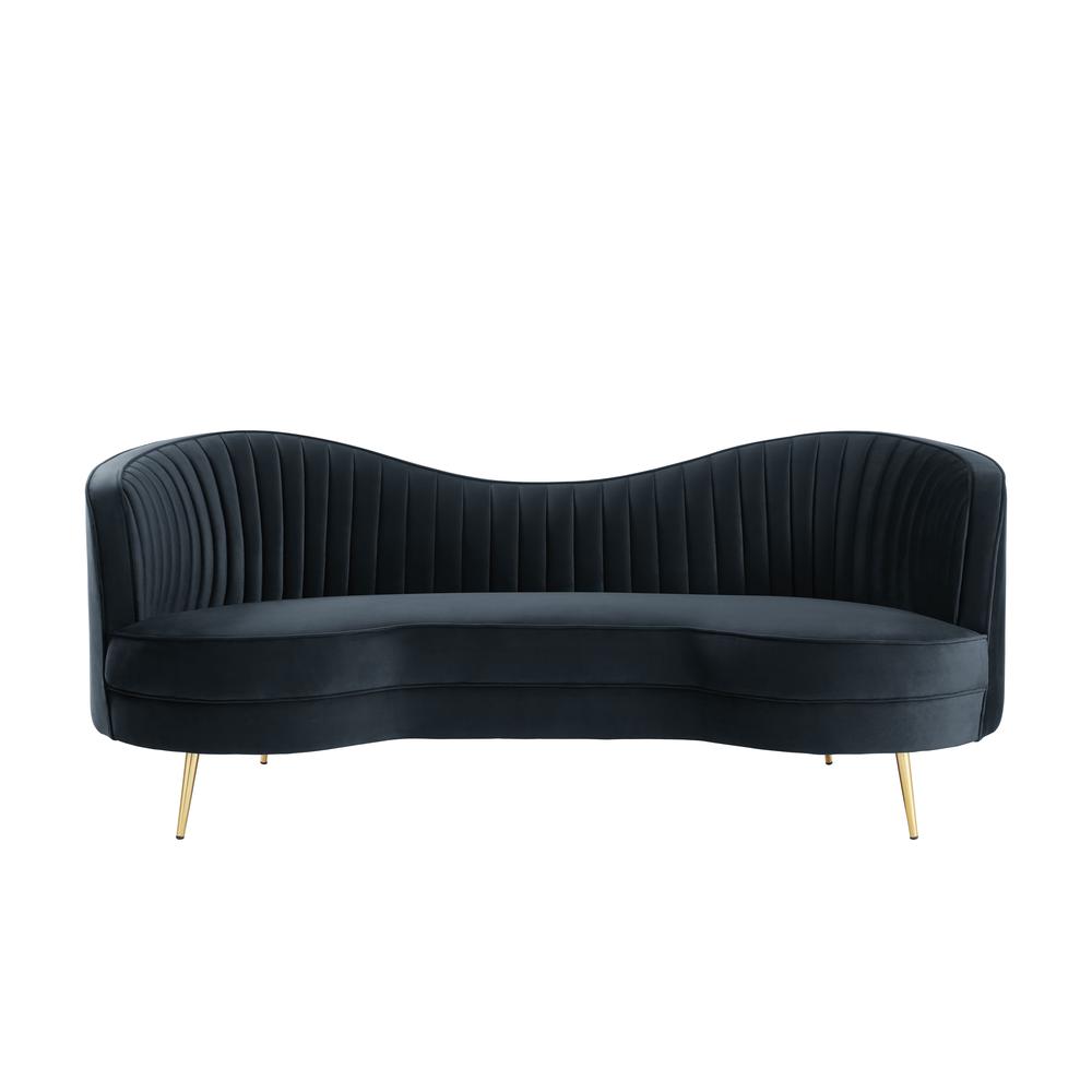 Wallace Modern Velvet Sofa in Black. Picture 1