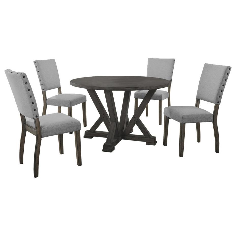 Best Master 5-Piece Solid Wood Round Dinette Set in Antique Rustic Gray. Picture 1