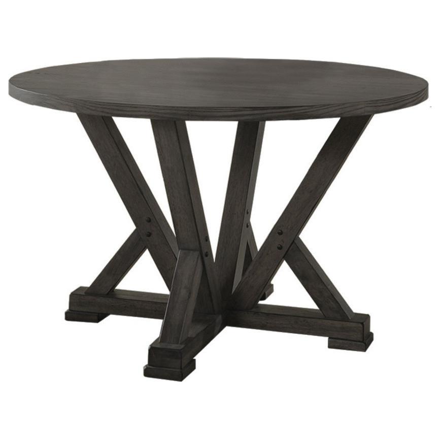 Best Master Solid Wood Round Dining Table in Antique Rustic Gray. Picture 1