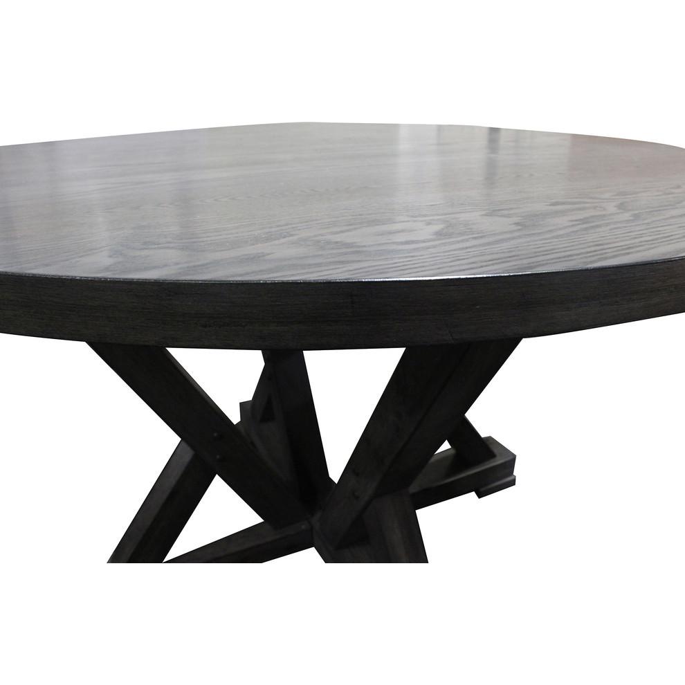 Best Master Solid Wood Round Dining Table in Antique Rustic Gray. Picture 3