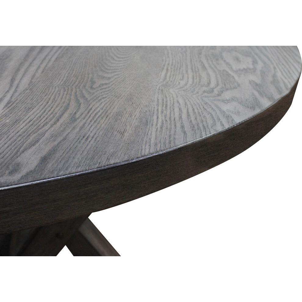 Best Master Solid Wood Round Dining Table in Antique Rustic Gray. Picture 4