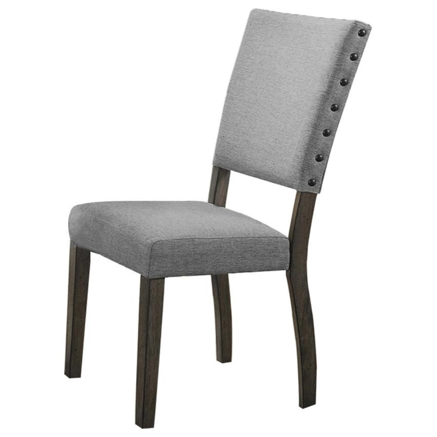 Anna Antique-Style Rustic Light Gray Upholstered Side Chairs , Set of 2. The main picture.