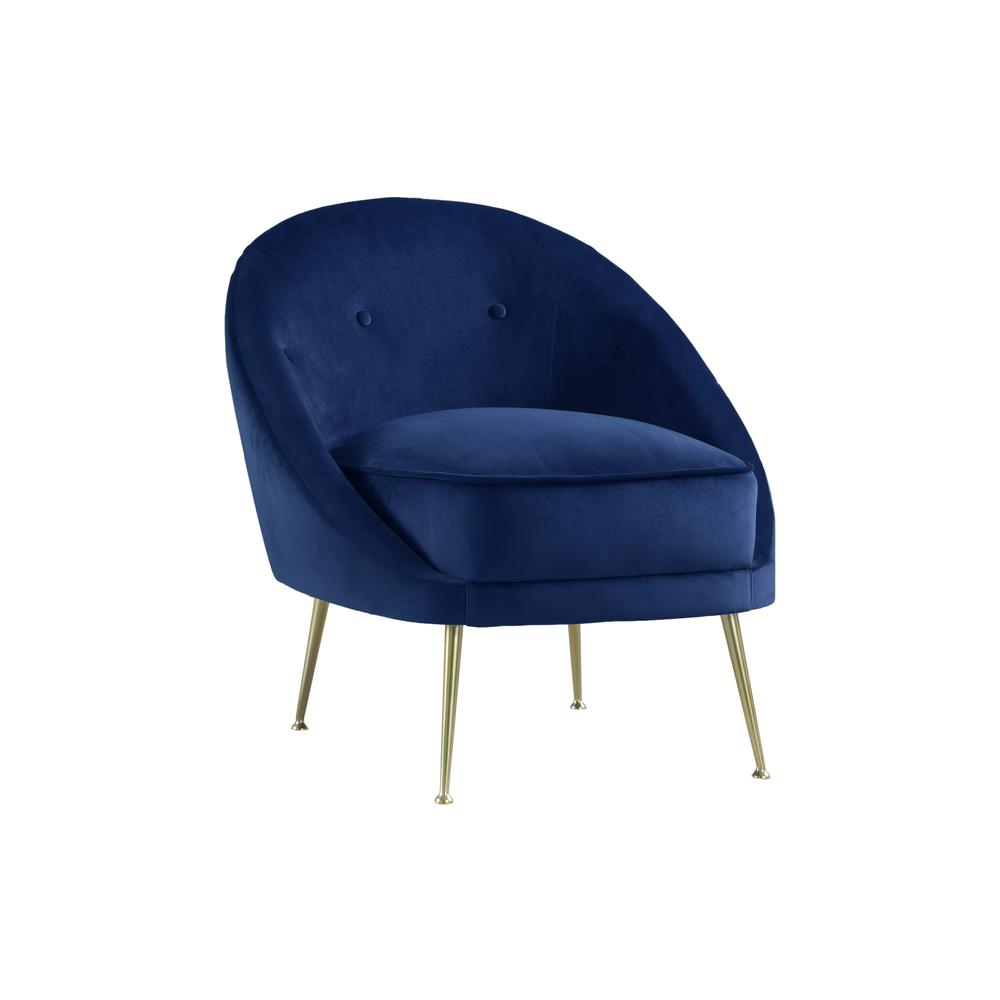 Olivia Blue Velour w/ Gold Legs Accent Chair. Picture 1
