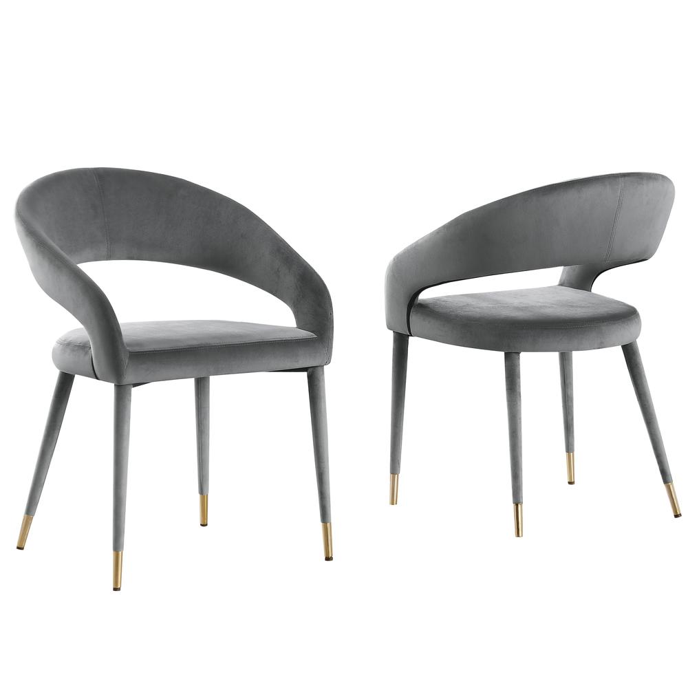 Jacques Velvet Gray Dining Chairs (Set of 2). Picture 1