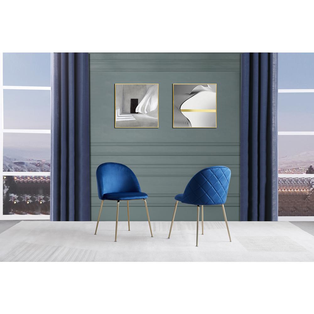 Miramar Blue Velvet Metal Dining Chairs (Set of 2). Picture 3