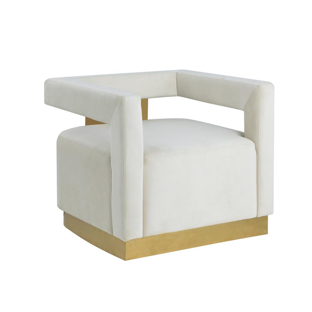 Connor Velvet Upholstered Accent Chair in Cream. Picture 1
