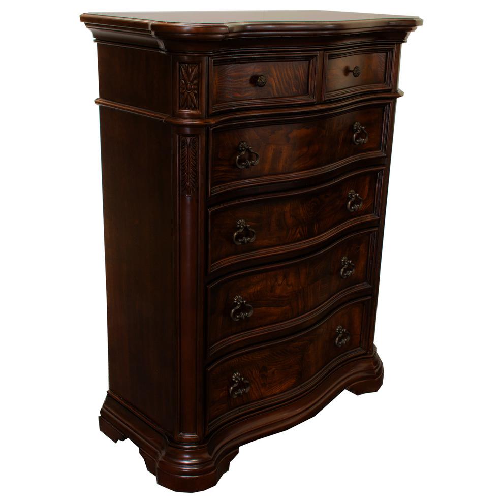 Best Master Barney's Traditional Wood 5-Drawer Chest in Walnut. Picture 1