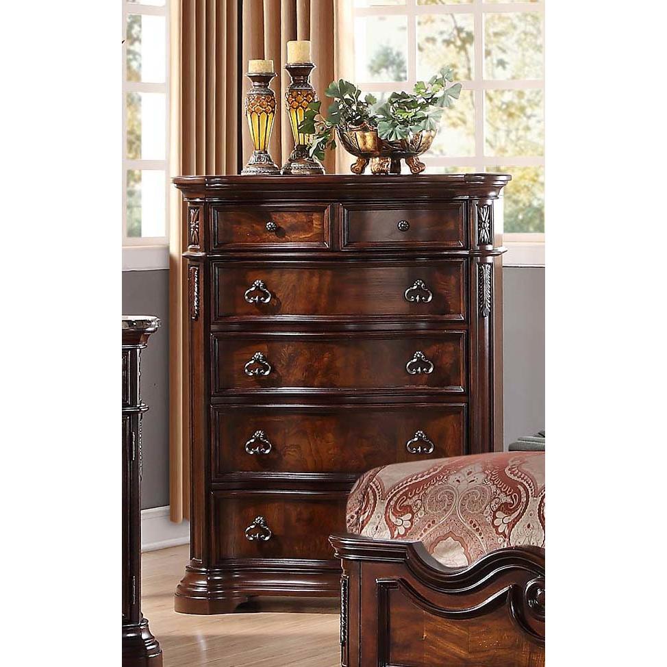 Best Master Barney's Traditional Wood 5-Drawer Chest in Walnut. Picture 3