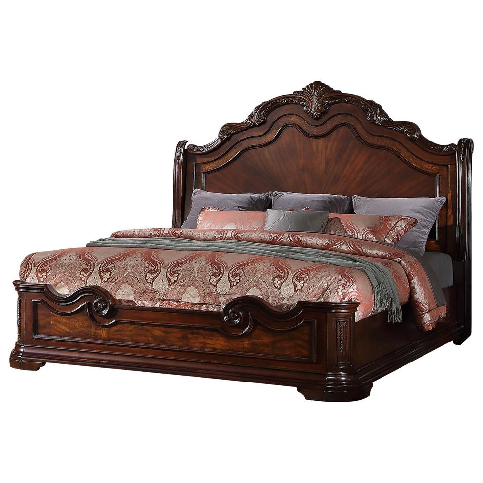 Best Master Barney's Traditional Wood Eastern King Bed in Walnut. Picture 1