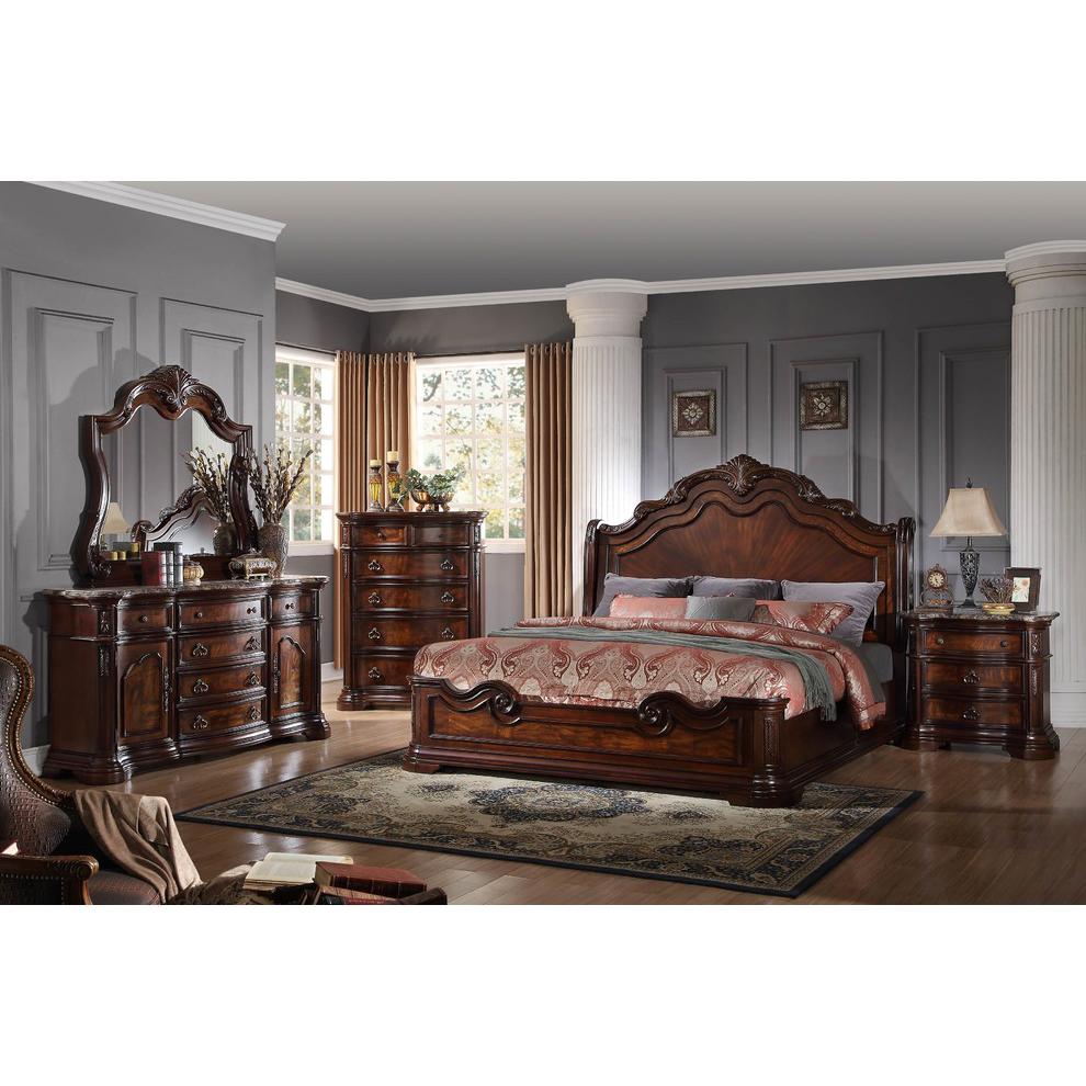 Best Master Barney's Traditional Wood Eastern King Bed in Walnut. Picture 2