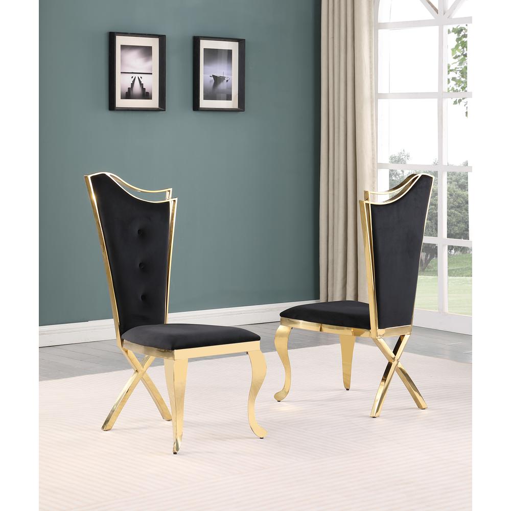 Ivane Black with Gold 5-Piece Round Dining Set. Picture 3