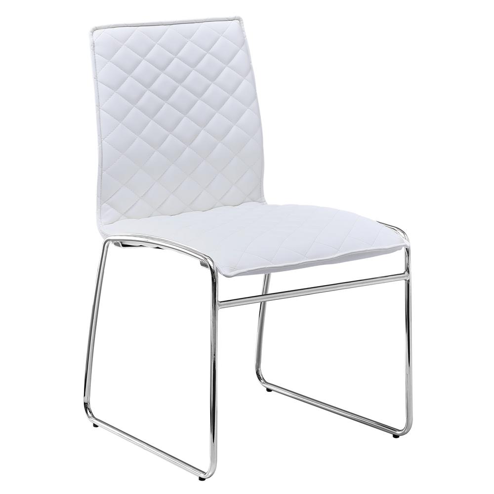 Best Master Furniture Duncan 18.5" Faux Leather Dining Chairs in White/Chrome. Picture 1
