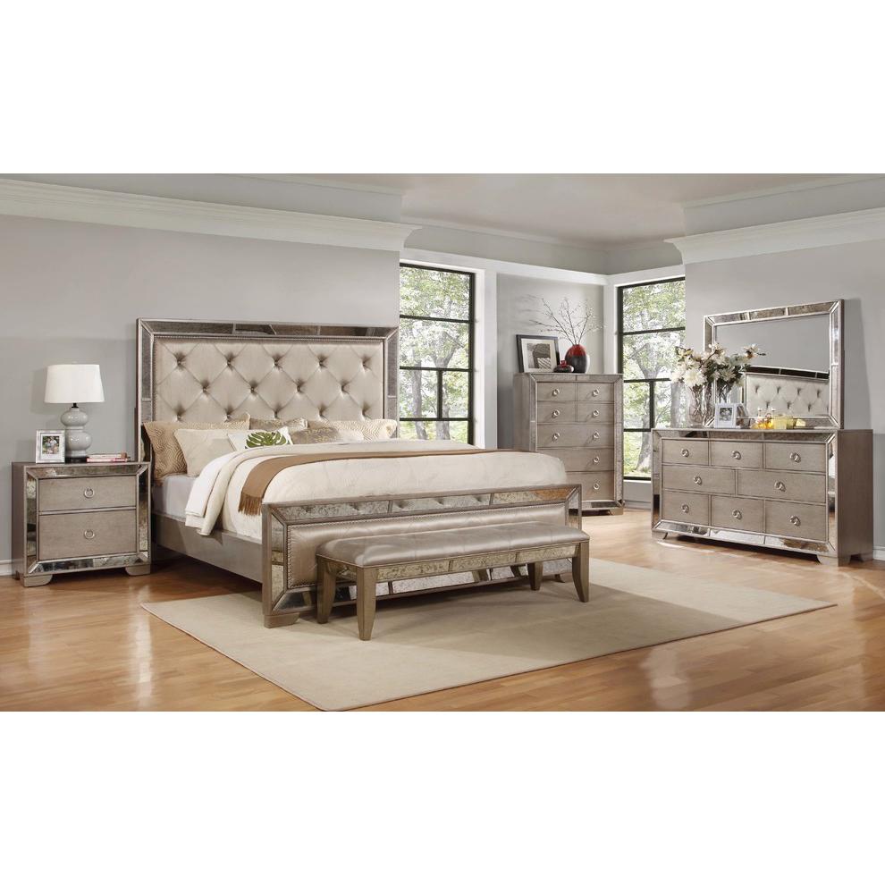 Best Master Ava 5-Piece Solid Wood Eastern King Bedroom Set in Silver Bronze. Picture 2