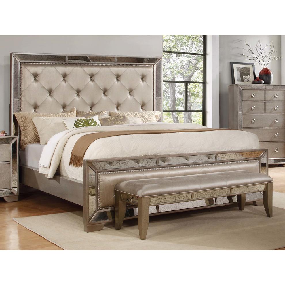 Best Master Ava 5-Piece Solid Wood Eastern King Bedroom Set in Silver Bronze. Picture 3