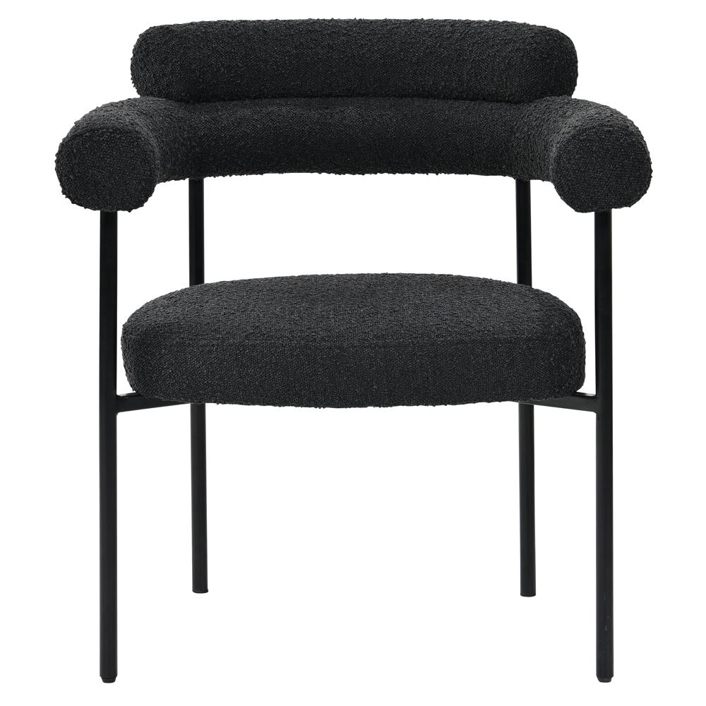 Sree Black Boucle Fabric with Black Leg Dining Chair, Set of 2. Picture 2