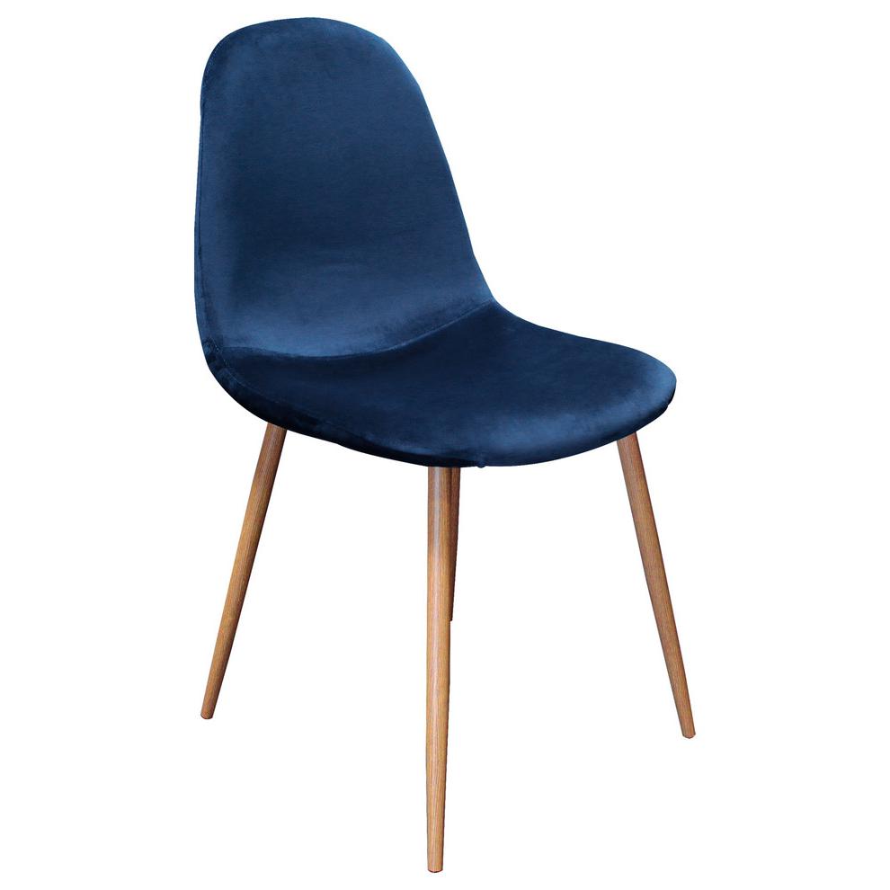 Best Master Mid-Century Velvet Upholstered Dining Side Chair in Blue (Set of 4). The main picture.