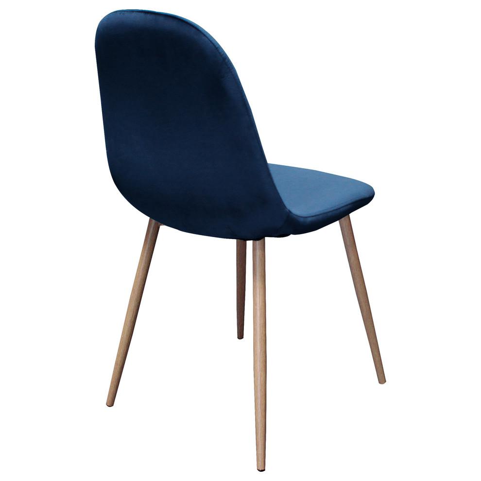 Best Master Mid-Century Velvet Upholstered Dining Side Chair in Blue (Set of 4). Picture 2