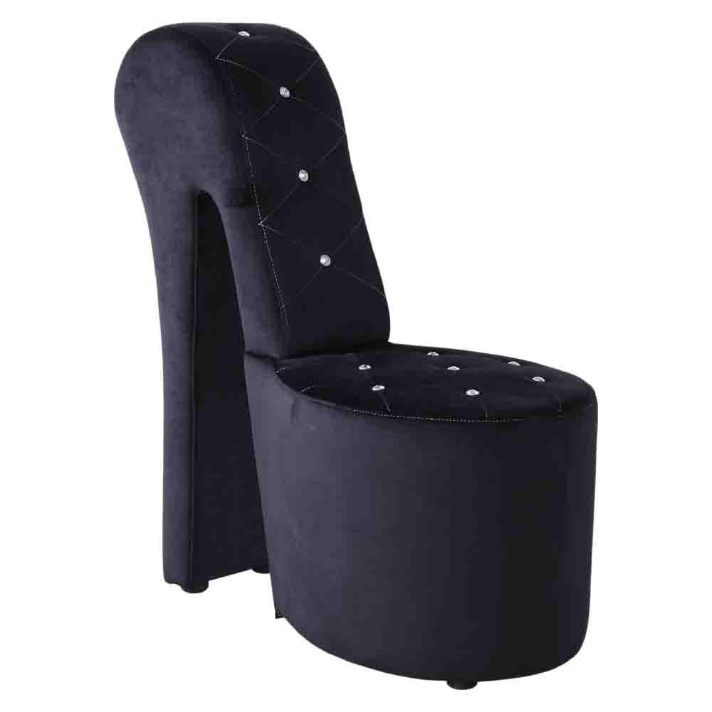 Best Master Furniture Tristram 19" Velvet High Heel Shoe Chair in Black. Picture 1