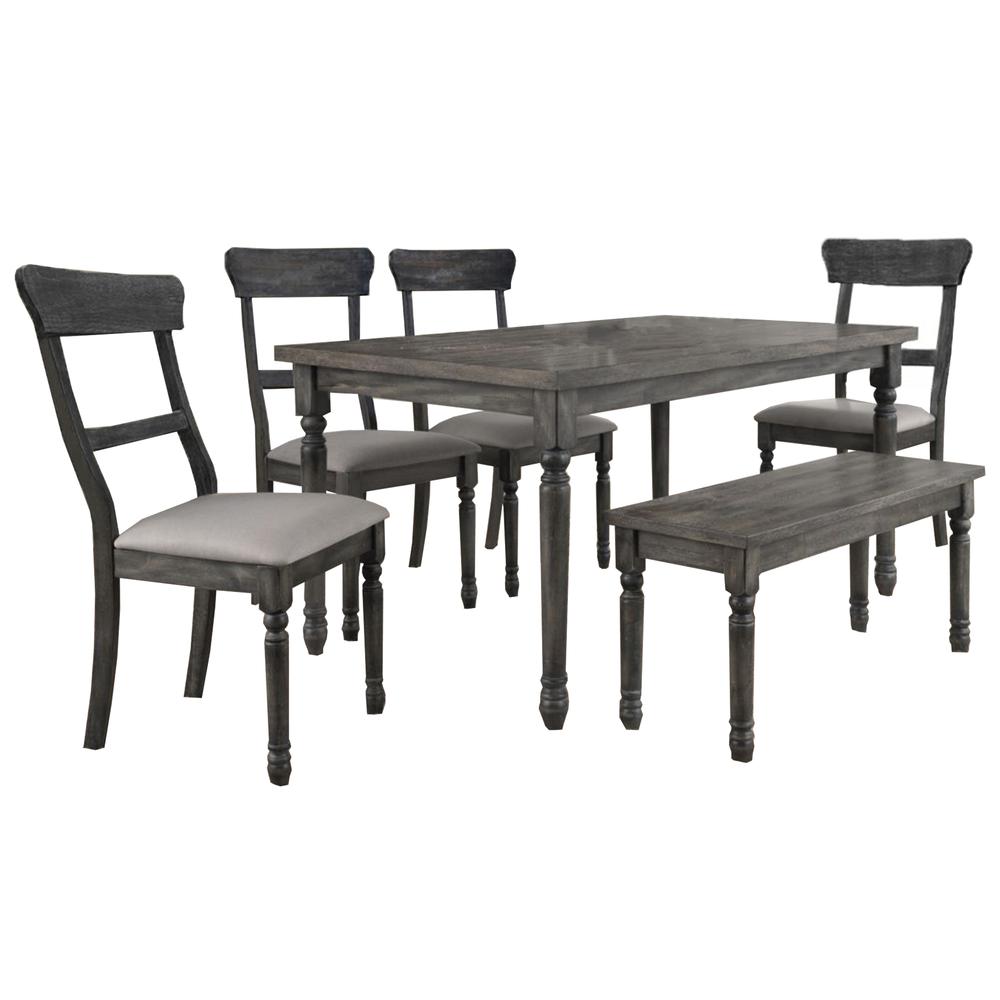 Gocha 6 Piece Weathered Grey Dining Set. Picture 1