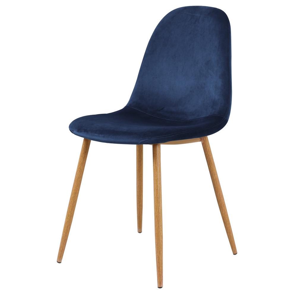 Best Master Mid-Century Velvet Upholstered Dining Side Chair in Blue (Set of 4). Picture 3