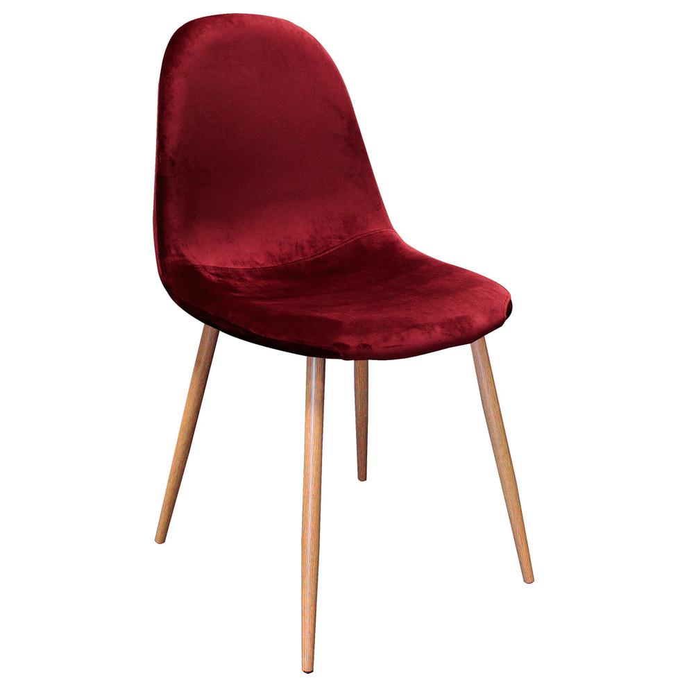 Best Master Velvet Upholstered Dining Side Chair in Bordeaux (Set of 4). Picture 1