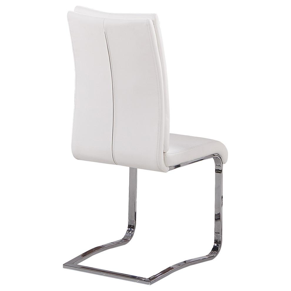 Best Master Modern Faux Leather Dining Side Chair in White/Chrome (Set of 2). Picture 2