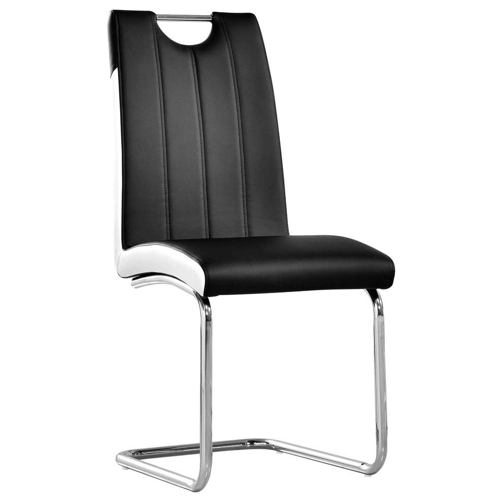 Best Master Bono Faux Leather Modern Dining Side Chair in Black/White (Set of 2). Picture 1