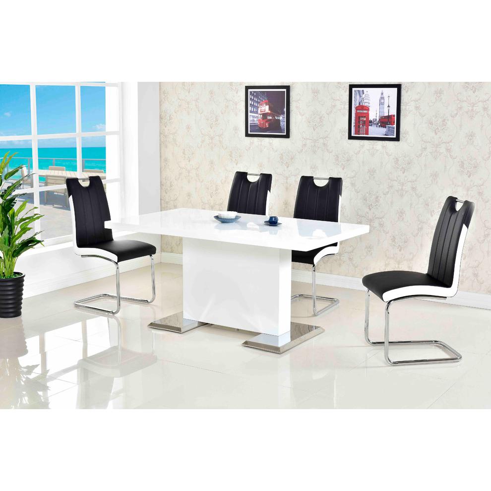 Best Master Bono Faux Leather Modern Dining Side Chair in Black/White (Set of 2). Picture 3
