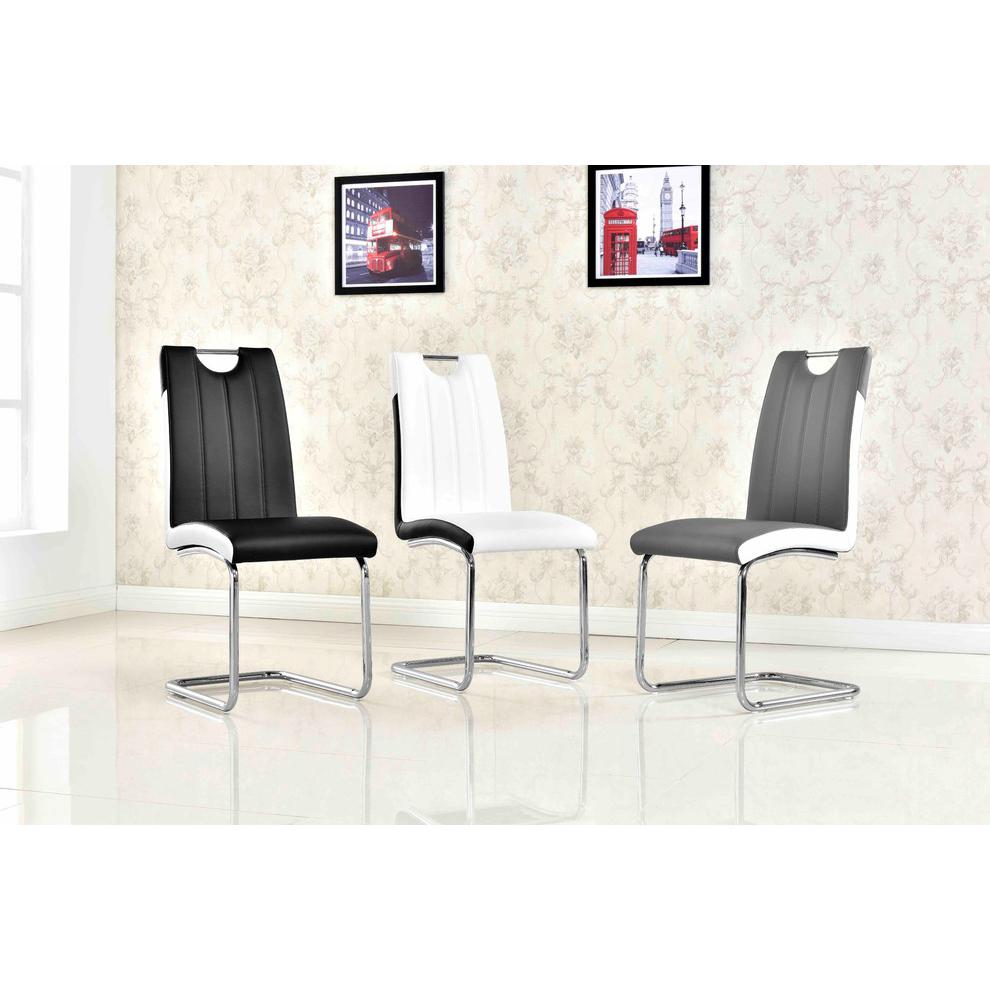 Best Master Bono Faux Leather Modern Dining Side Chair in Black/White (Set of 2). Picture 4