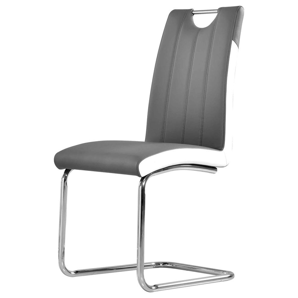 Best Master Bono Faux Leather Modern Dining Side Chair in Gray/White (Set of 2). Picture 1