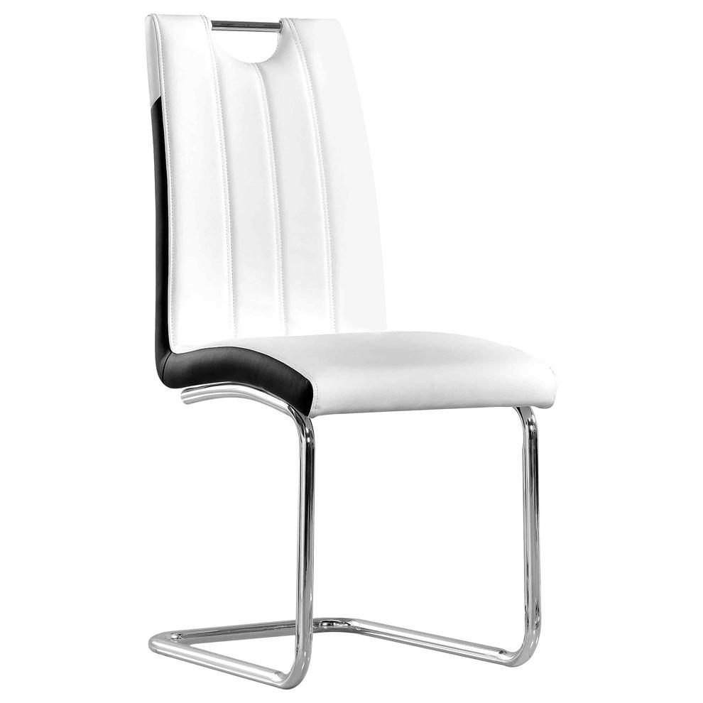 Best Master Bono Faux Leather Modern Dining Side Chair in White/Black (Set of 2). Picture 1