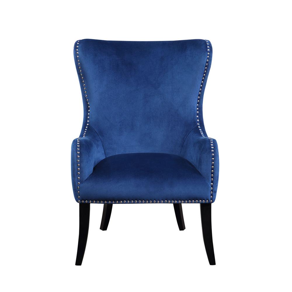 Best Master Furniture Valeria Blue Tufted Velvet Arm Chair. Picture 1