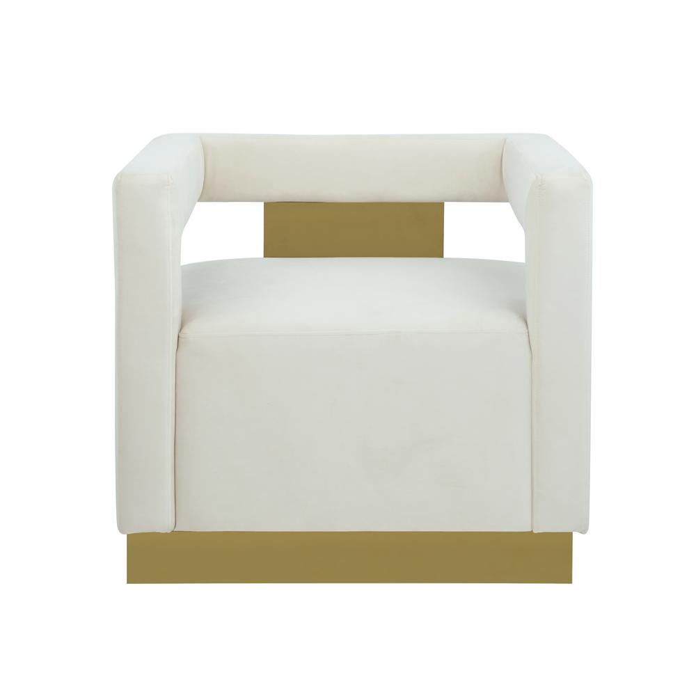 Connor Velvet Upholstered Accent Chair in Cream. Picture 3