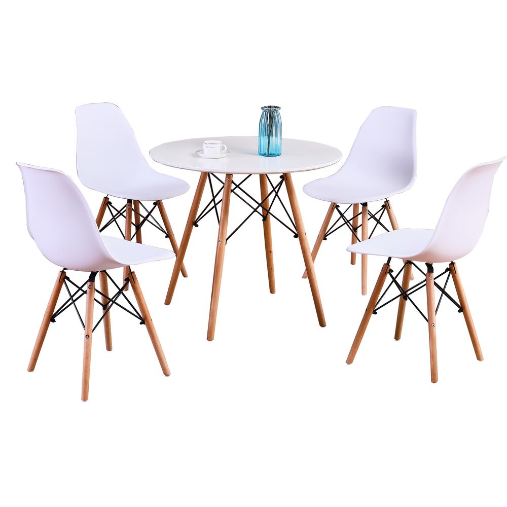 Mickey Modern White Dining Chairs, Set of 4. Picture 2