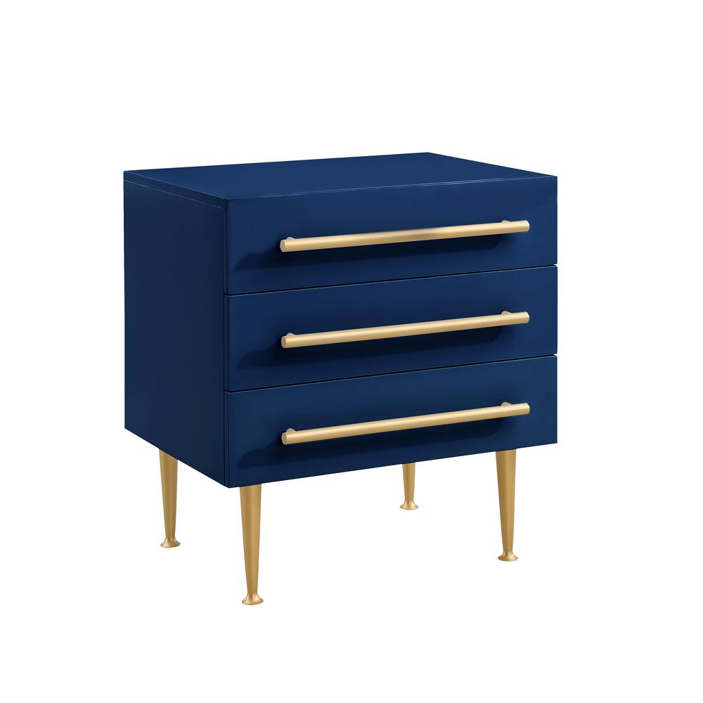 Bellanova Navy Nightstand with Gold Accents. Picture 1