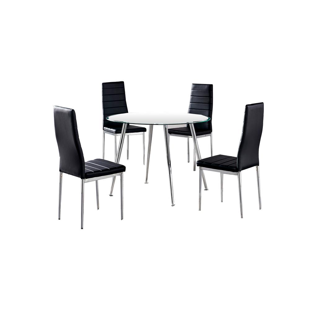 Best Master Furniture Patrik 5 Piece Modern Faux Leather Dinette Set in Black. Picture 1