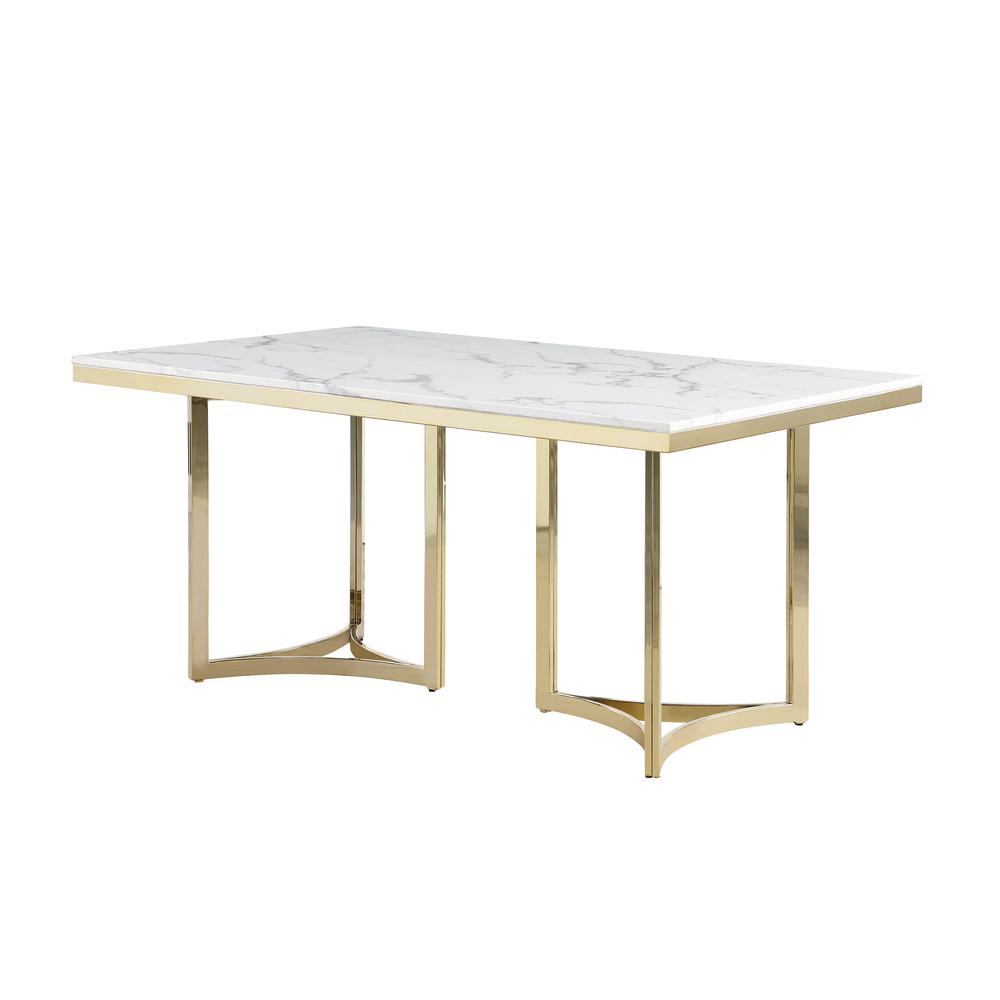 Itoro White with Gold Rectangle Dining Set. Picture 2
