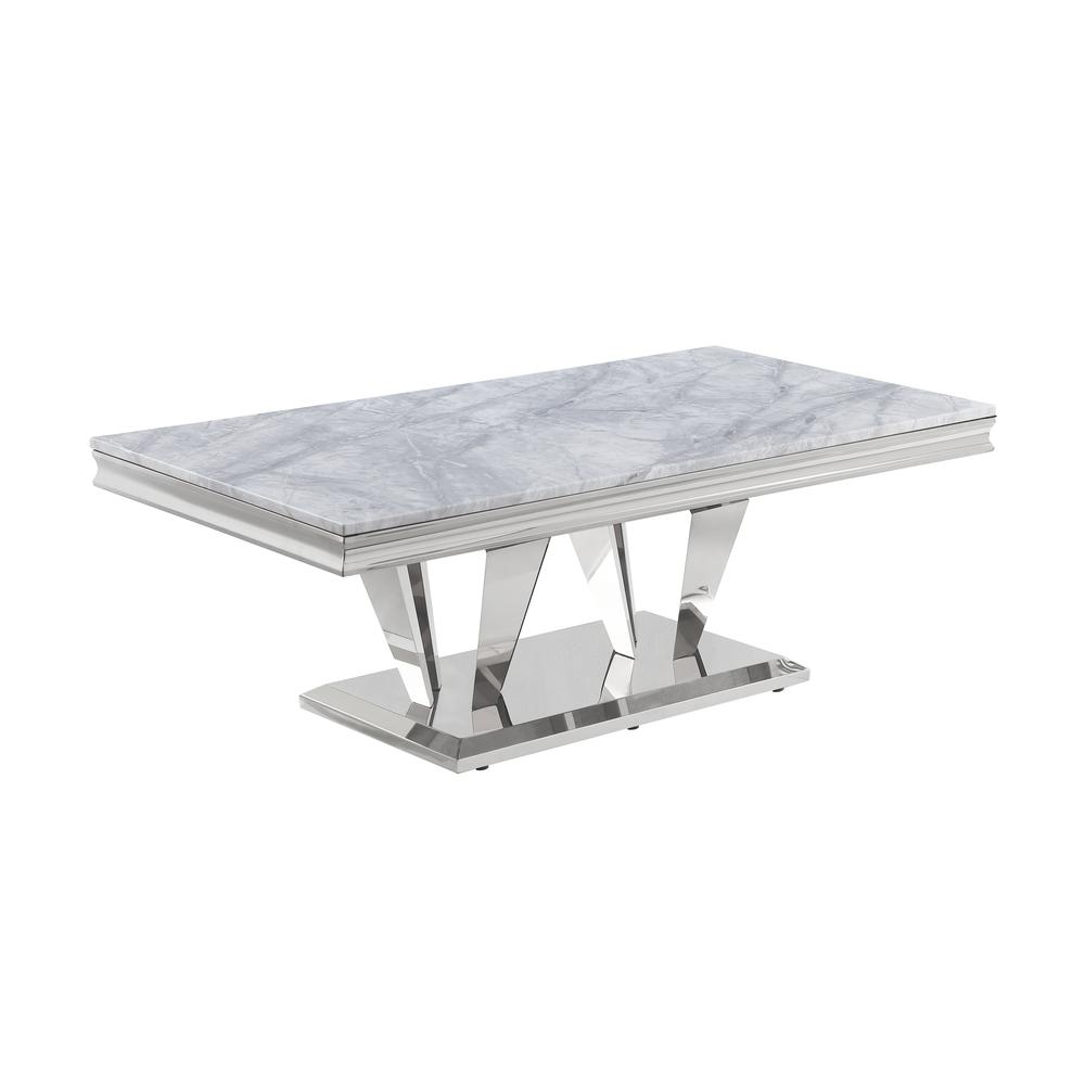 Ivane Stone Marble Laminate Silver Coffee Table. Picture 2