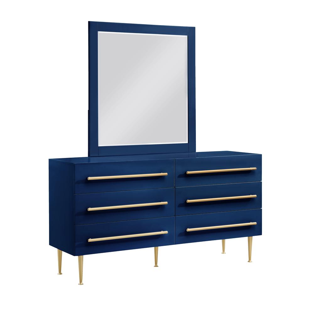 Bellanova Navy Dresser with Mirror with Gold Accents. Picture 1