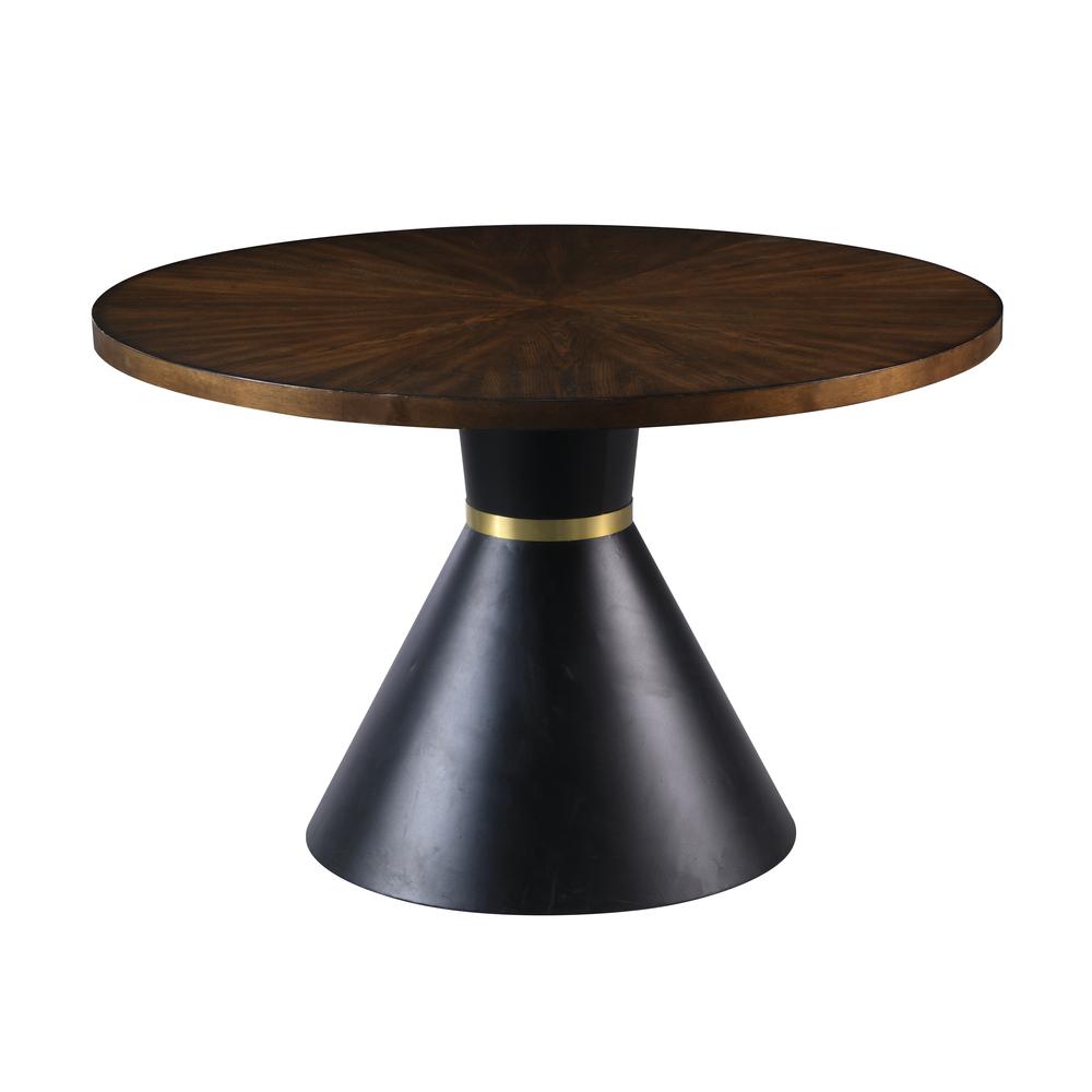 Hemingway Round Oak Dinette Table with Black Base. Picture 1