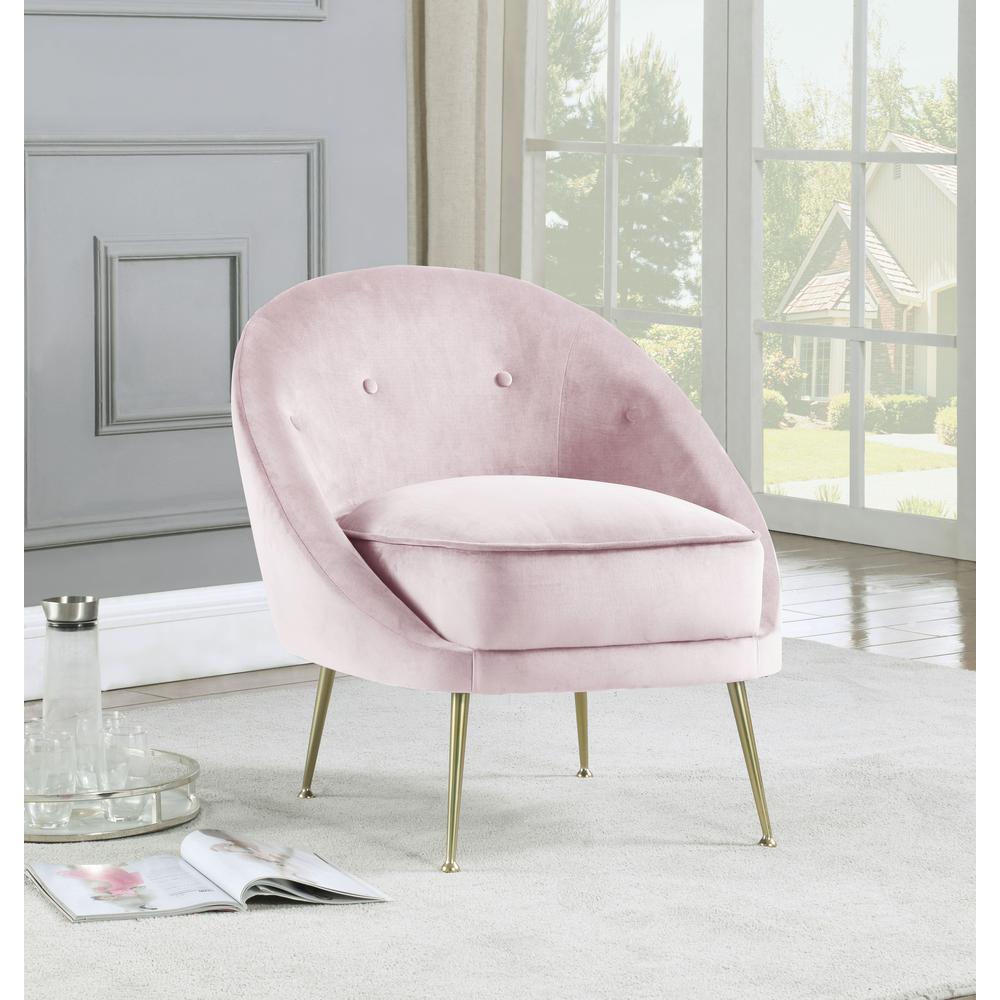 Olivia Pink Velour w/ Gold Legs Accent Chair. Picture 2