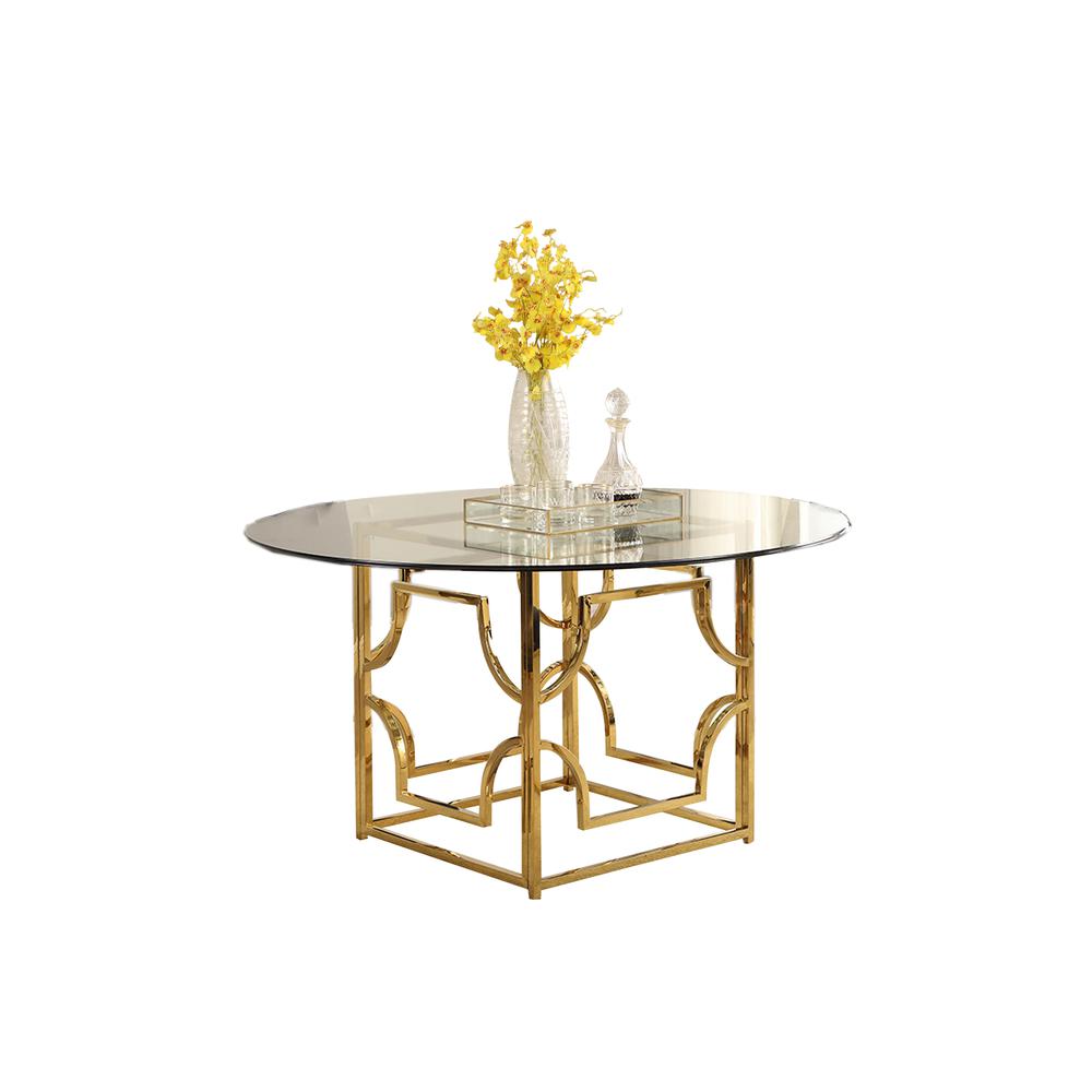 Best Master Furniture Kina 60" Modern Tempered Glass Dining Table in Gold. Picture 1