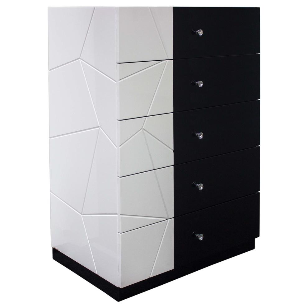 Best Master 5-Drawer Poplar Wood Bedroom Chest in White/Black. Picture 2