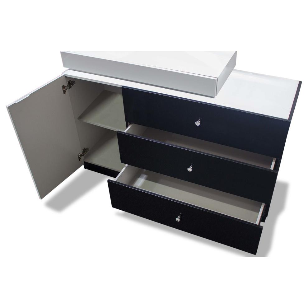 Best Master 2-Piece Poplar Wood Dresser and Mirror Set in White/Black. Picture 4