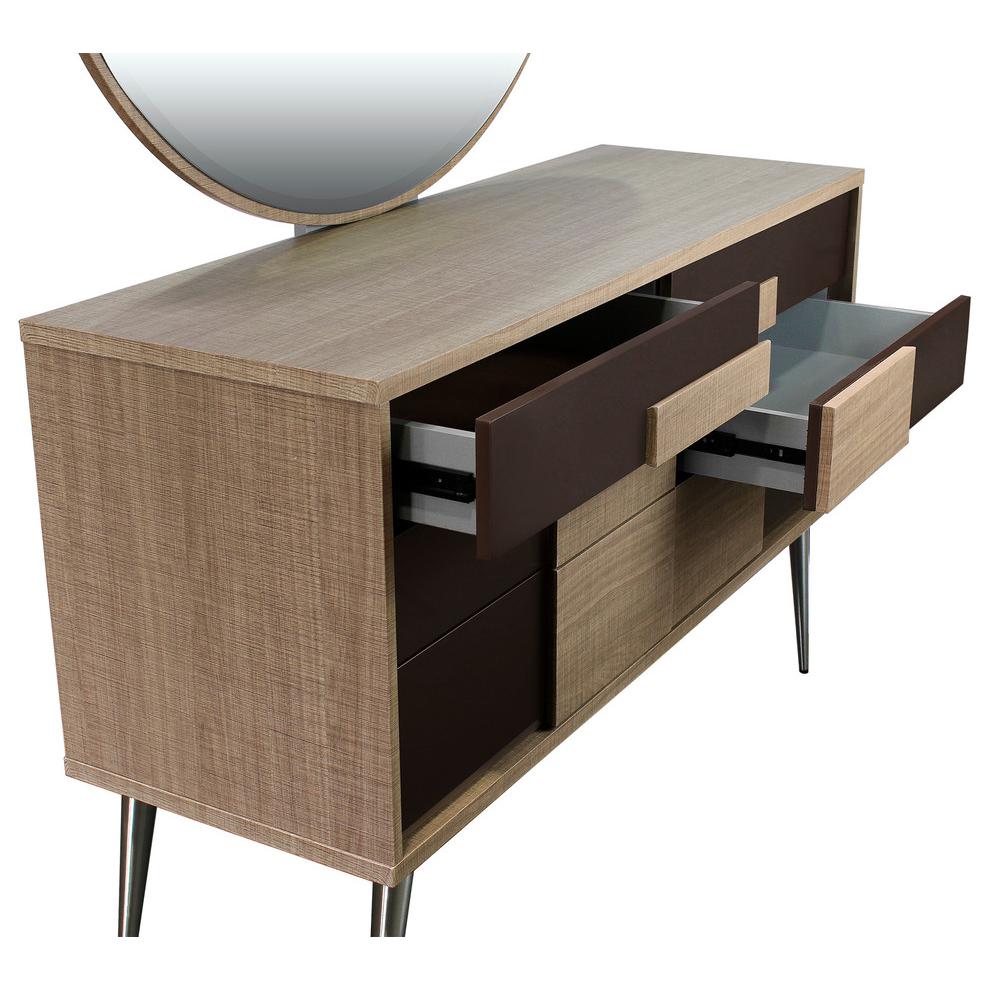 Brazil Midcentury Modern Taupe Bronze Dresser and Mirror. Picture 2