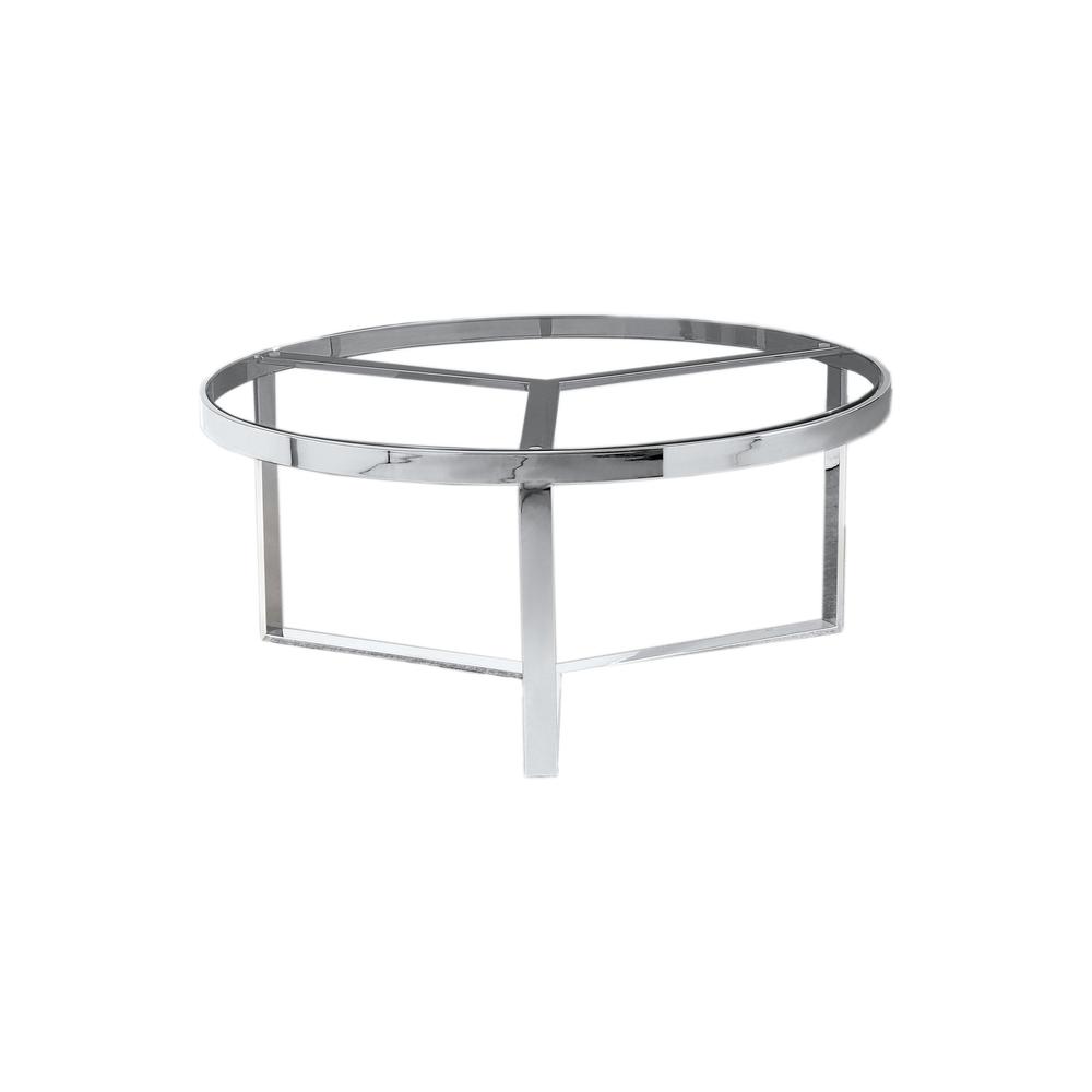 Clear Glass With Stainless Steel Round Coffee Table. Picture 1